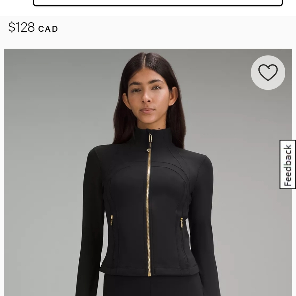 COPY - Lululemon Black Cropped Define Jacket with Gold Details